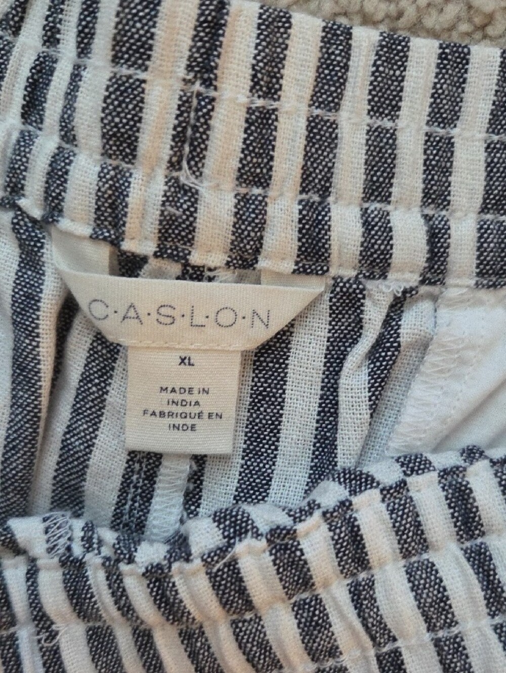 Caslon Navy and White Striped Cropped Drawstring Pants - Picture 3 of 6